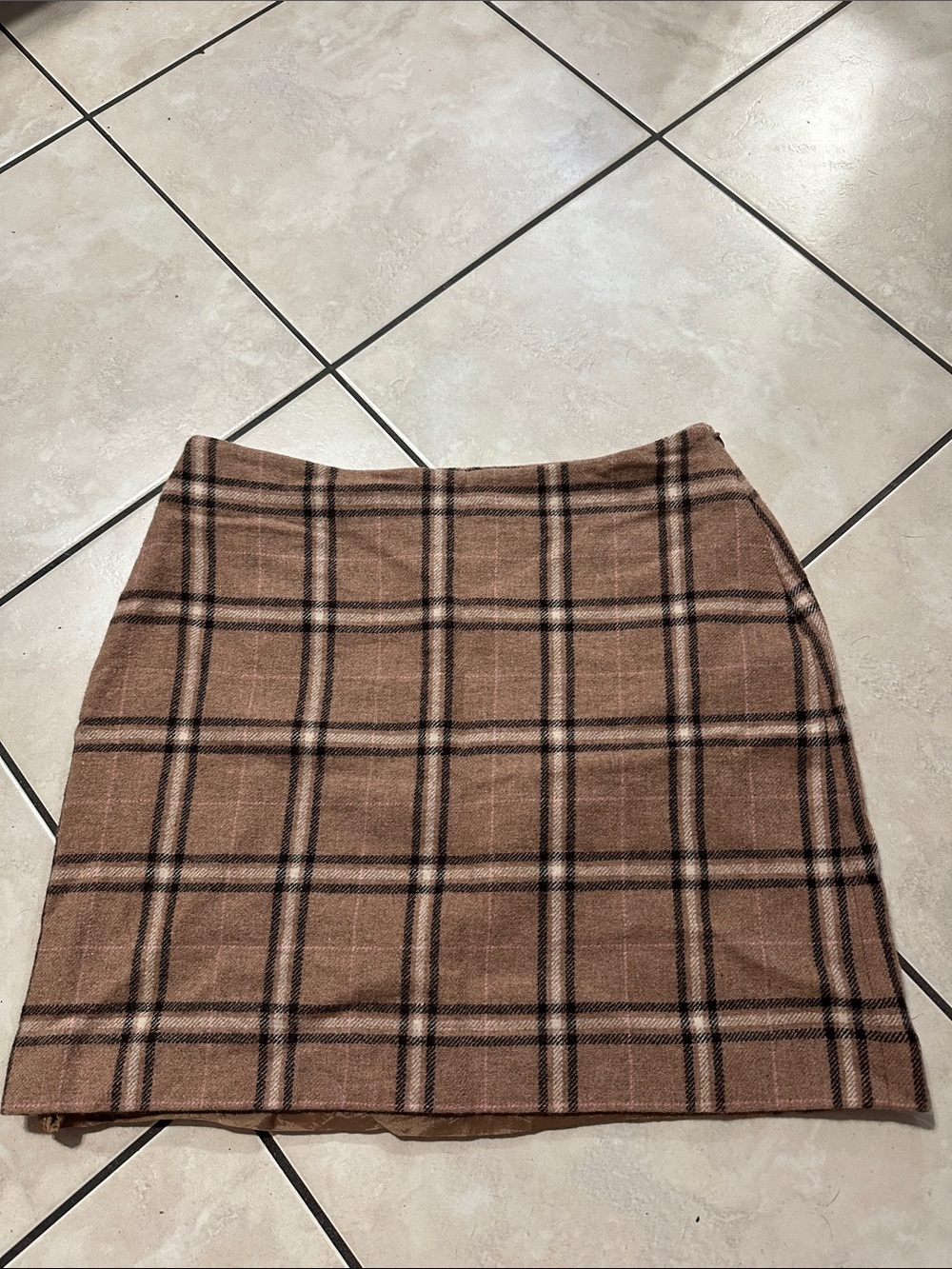 Ann Taylor Plaid Mini Skirt in Brown and Black
